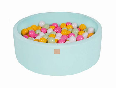Ronde Ballenbak 200 ballen 90x30cm - Mint met witte, licht groene, licht roze en gele ballen